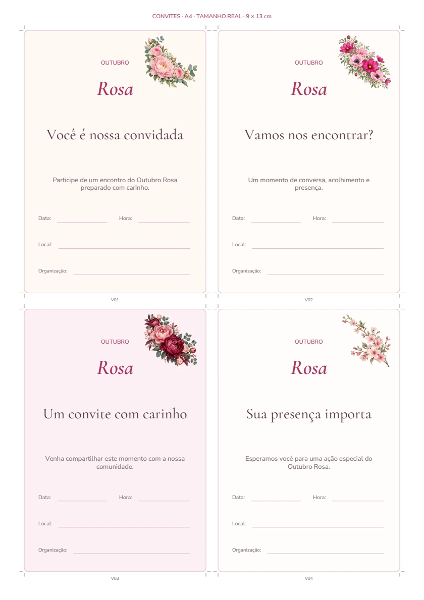 Prévia real do PDF: 12 convites para imprimir