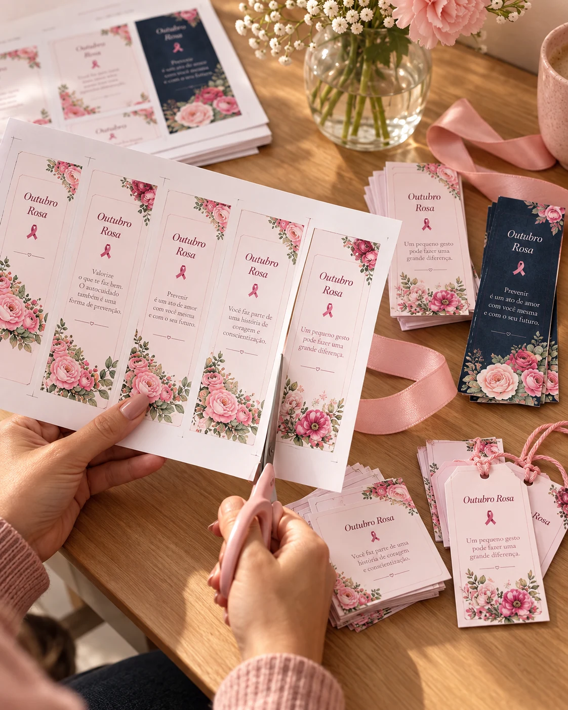 Cena ilustrativa do recorte de marcadores impressos em folha A4